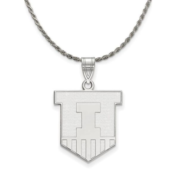 Sterling Silver U. of Illinois Large Shieldo Pendant...